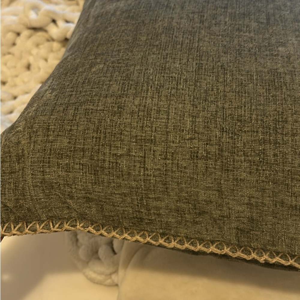 Green Textured Throw Pillow - Picture 2 of 2